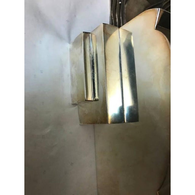 Silver French Art Deco Sconces With Geometric Motif - a Pair For Sale - Image 8 of 9