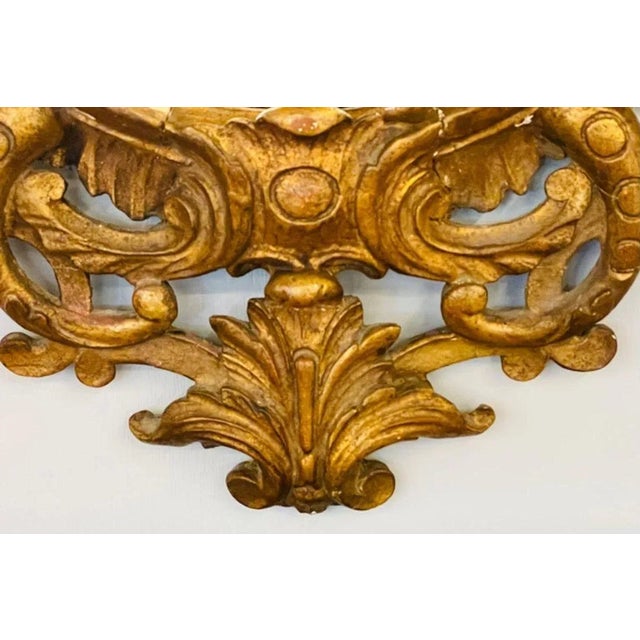 Single Giltwood Italian Floral Motif Mirror, Wall / Console / Pier, Italy, 1960s For Sale - Image 12 of 13