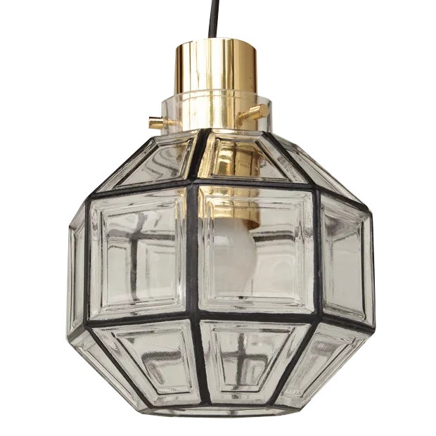 Glass & Iron Ceiling Lamp from Limburg, 1970s For Sale