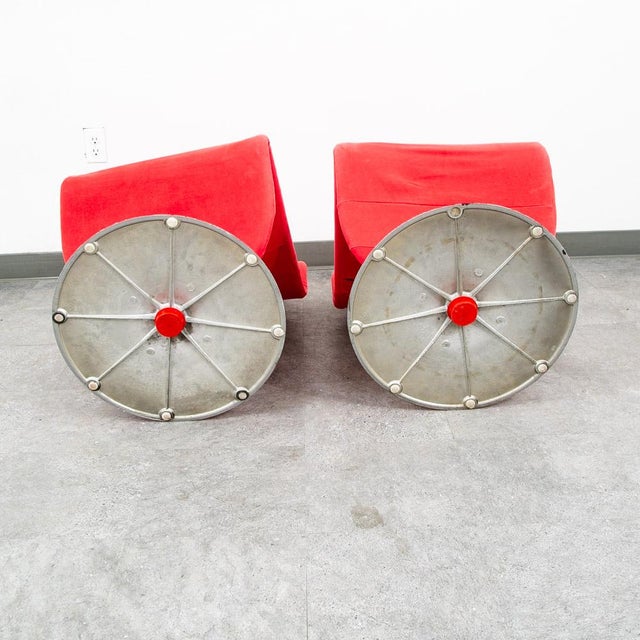 Metal Mid Century Modern Dining Chairs 4 Red Attributed to Vernon Panton 1-2-3 System Fritz Hansen For Sale - Image 7 of 12