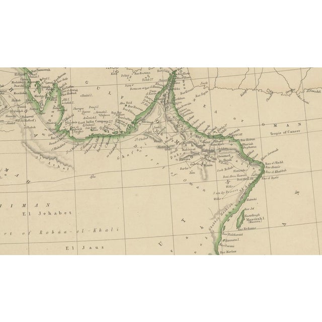 Antique Map of the Arabian Peninsula, 1860 For Sale - Image 6 of 10