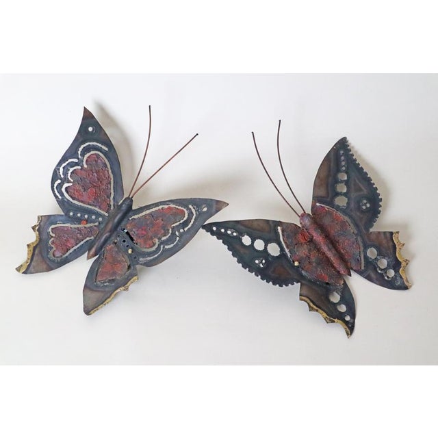 Metal Mid-Century Modern Handcrafted Butterfly Wall Lights in Metal, 1970s, Set of 2 For Sale - Image 7 of 10
