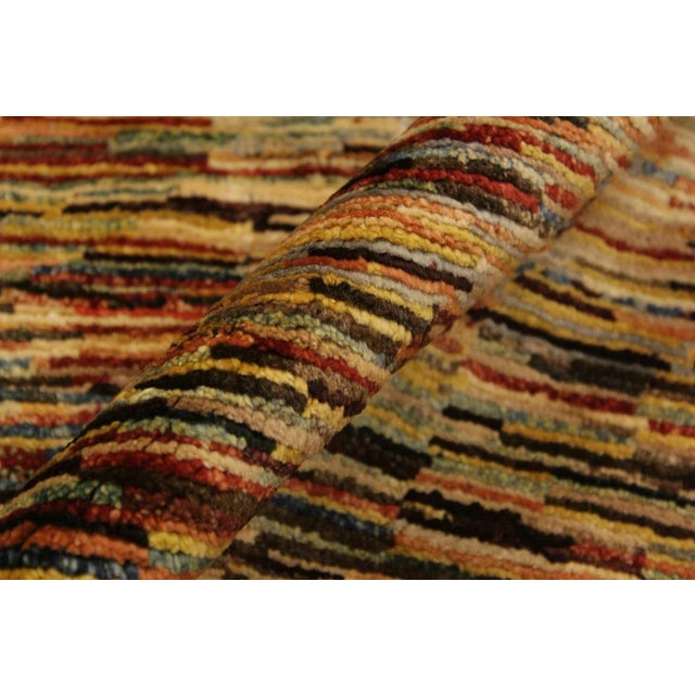 Textile 1990s 1990s Modern Gabbeh Beige/Blue Wool Rug - 4'3" X 5'3" For Sale - Image 7 of 9