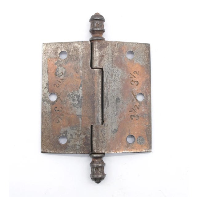 Aesthetic style cast iron butt door hinge with steeple tips, three knuckles and a black finish. One available. The...