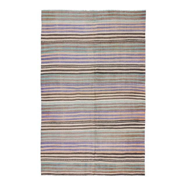 Striped Vintage Faded Kilim Rug - 5`7 For Sale