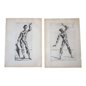 Vintage Giovanni Bracelli Baroque Lithographs.- a Pair