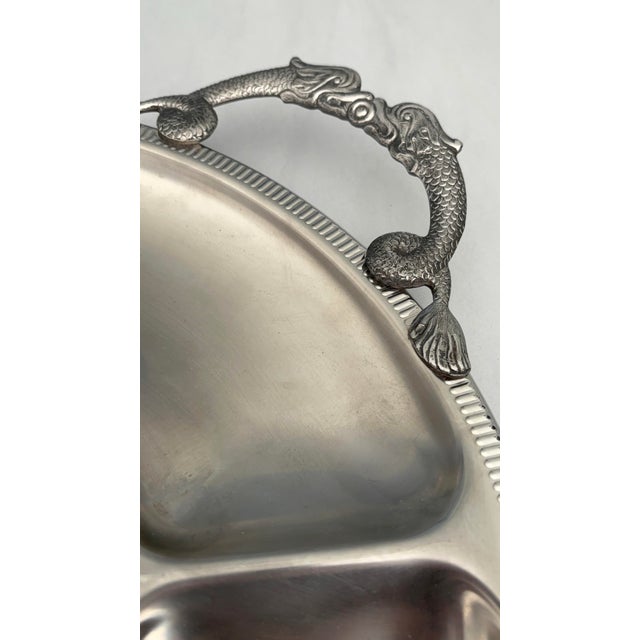 Silver Vintage Round Stainless Steel Serving Tray by Jean Couzon, 1970s For Sale - Image 8 of 11