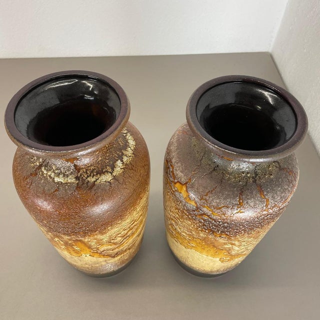 Pottery Fat Lava Desert Vases from Scheurich, Germany, 1970s, Set of 2 For Sale - Image 14 of 18