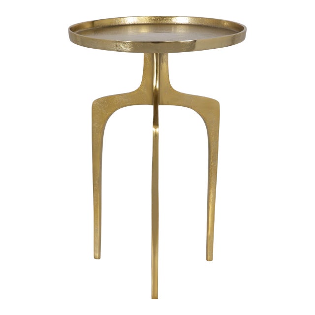 Gold Three Leg Accent Table For Sale