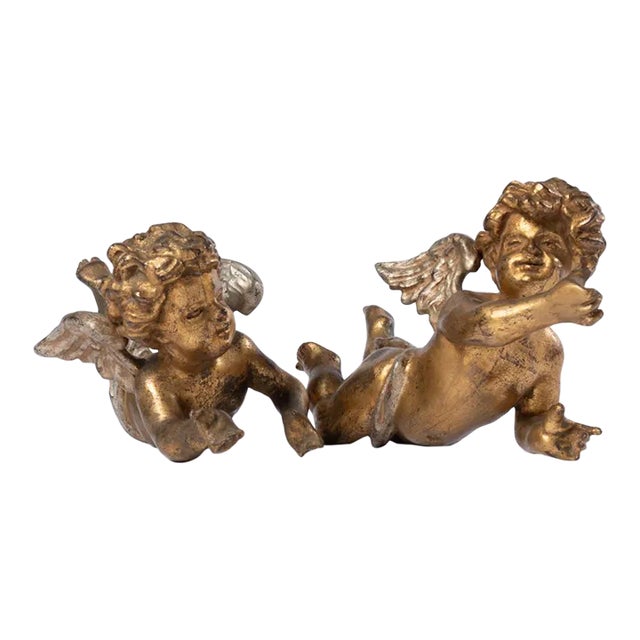 19th Century Carved Giltwood Cherubs - Pair For Sale