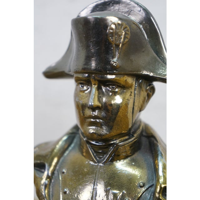Bronze Cast Spelter Metal Bust of Napoleon Library Statue Paperweight Marble Base 7" For Sale - Image 8 of 12