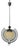 Art Deco Italian Pendant Light with Etched Glass and Amber Globe, 1930s For Sale