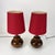 Rustic Wood and Red Paper Shade Table Lamps, 1960s, Set of 2 For Sale - Image 4 of 8