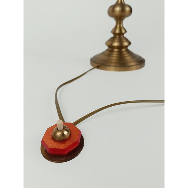 1930s Tall Art Deco Bobbin Brass Candlestick Column Table Lamp, 1930s For Sale - Image 5 of 15