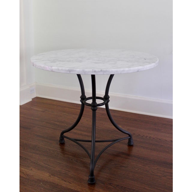 Marble Top Wrought Iron Bistro Table For Sale - Image 9 of 9