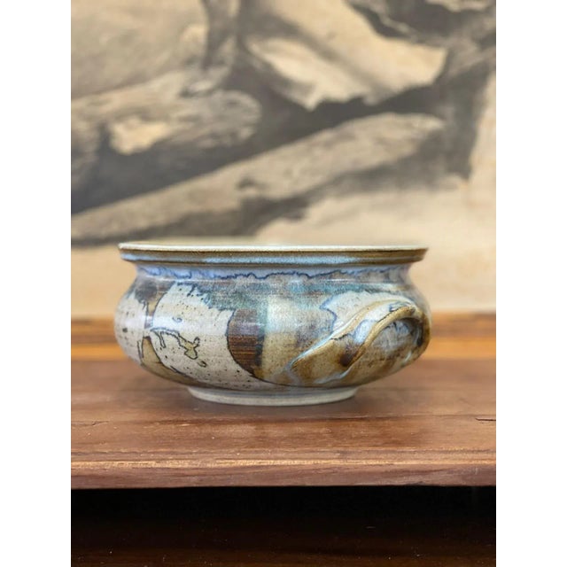 Blue Vintage 1970s Ceramic Pot For Sale - Image 8 of 9