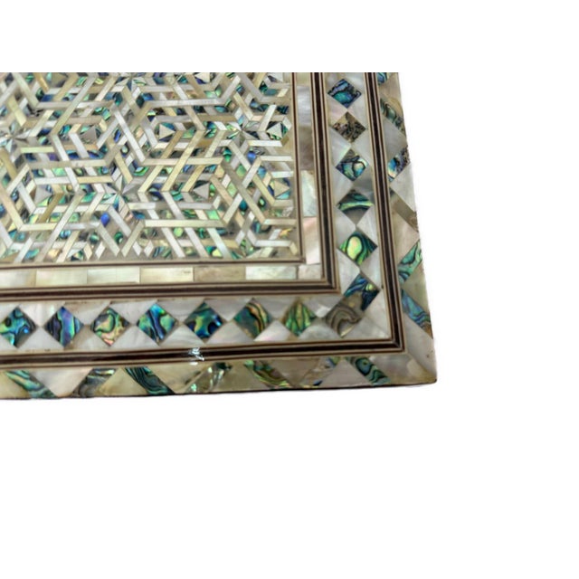 Wood Handmade Wooden Jewelry Box Wood Trinket Storage Wood Box Mother of Pearl Inlay For Sale - Image 7 of 11
