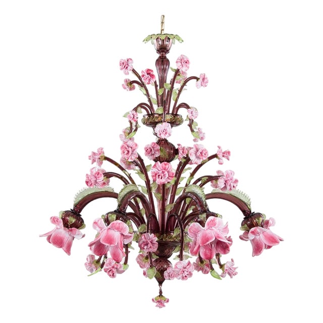 Eight-Light Murano Chandelier by AZ Home For Sale