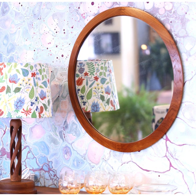 1970s Vintage Danish 280 Round Mirror in Teak by Aksel Kjersgaard for Aksel Kjersgaard, 1960s For Sale - Image 5 of 8