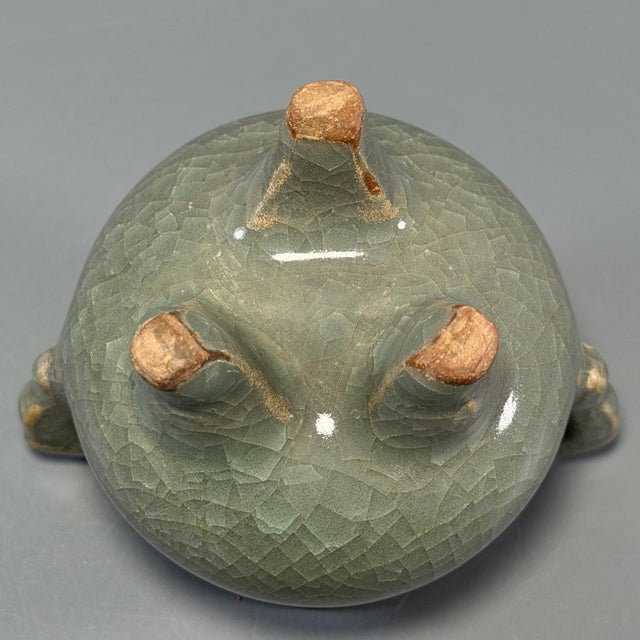 Ceramic Antique Chinese Longquan Celadon Tripod Censer For Sale - Image 7 of 7
