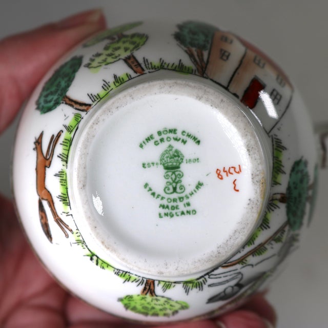 Ceramic Mid 20th Century Crown Staffordshire Hunting Scene Creamer Pitcher For Sale - Image 7 of 10