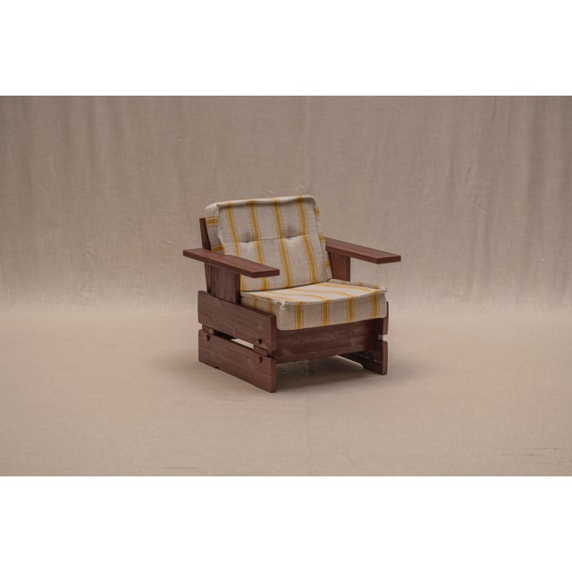 Brutalist Armchair in High-Gloss Burgundy Wood, 1960s For Sale - Image 9 of 13