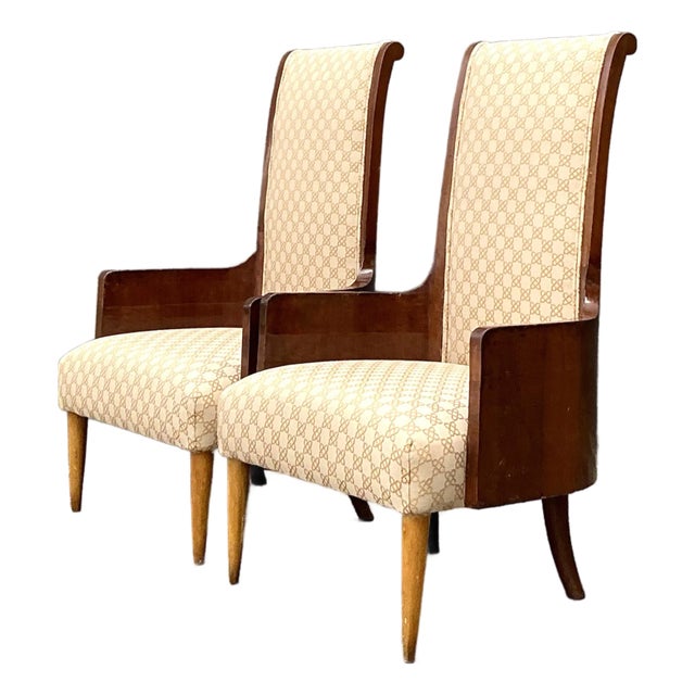 Vintage Italian High Back Chairs - A Pair For Sale