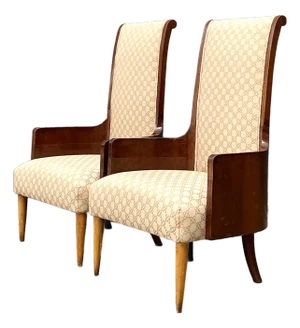 Vintage Italian High Back Chairs - A Pair