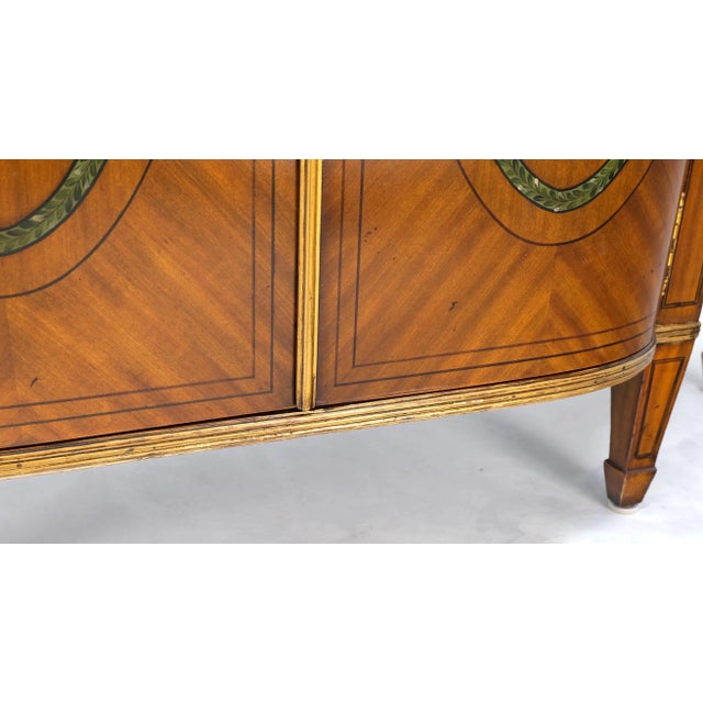Adams Style Paint Decorated Sideboard Credenza Two Door Cabinet Satin Wood For Sale - Image 11 of 12