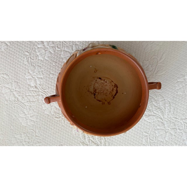 1939 Roseville Pottery Hanging Basket Planter in Iris Pattern 647-5" For Sale In San Francisco - Image 6 of 7
