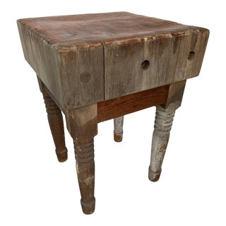 Antique Butcher Block Table For Sale