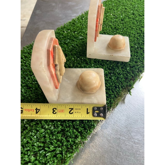 American Vintage Wwii Evac Hospital Army Helmet Marble Bookends For Sale - Image 3 of 6