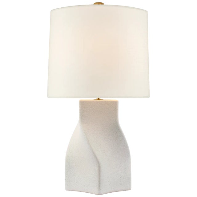AERIN for Visual Comfort Signature Claribel Large Table Lamp in Porous White with Linen Shade For Sale