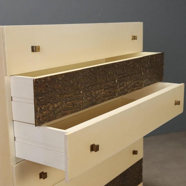 Vintage Chest of Drawers in Lacquered Wood and Brass, 1970s For Sale - Image 3 of 10