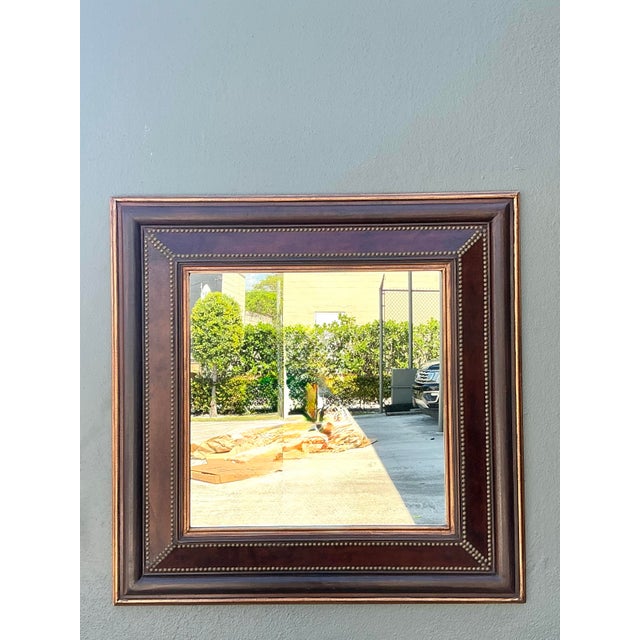 Vintage Nail Head Mirror For Sale In West Palm - Image 6 of 12