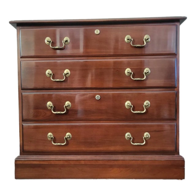 Ethan Allen Two Locking Drawers Lateral File Cabinet Cherry Finish For Sale