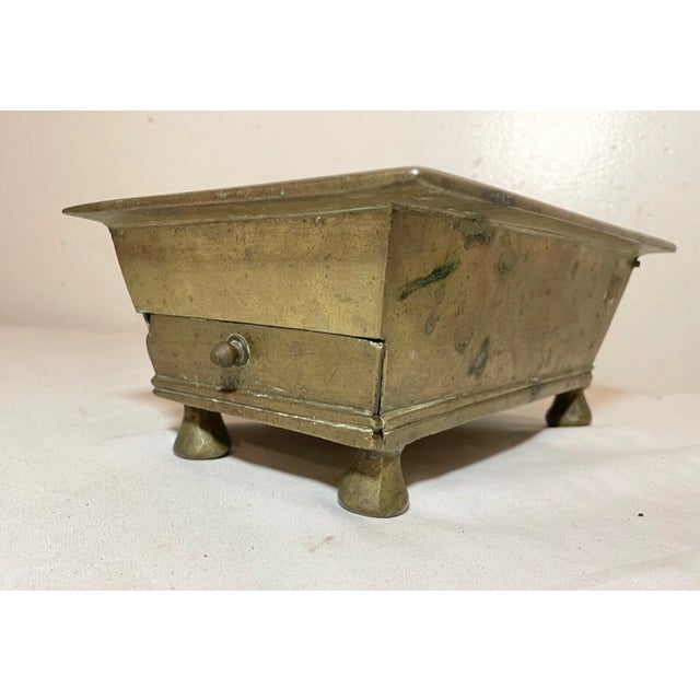 Rare Antique 18th Century Handmade Brass Smoking Stand Desk Caddy Humidor Box For Sale - Image 10 of 17