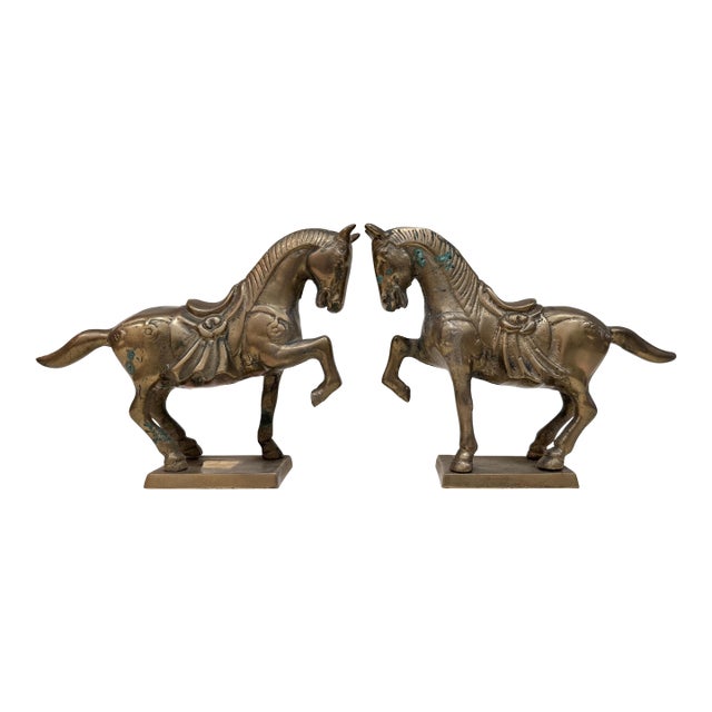 Midcentury Brass War Horses, Pr For Sale