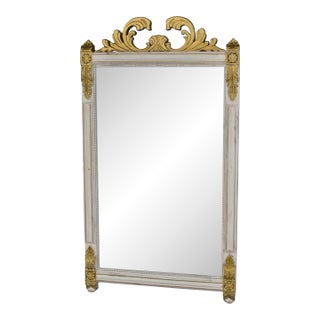 Mid-Century French Neoclassical Style Carved Giltwood and Painted Mirror For Sale