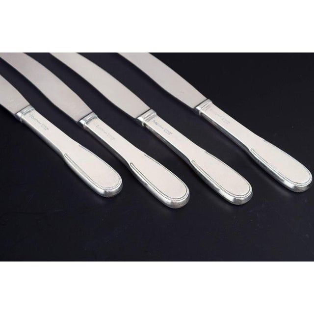 Lunch Knives in Sterling Silver and Stainless Steel by Evald Nielsen, 1930s, Set of 4 For Sale - Image 3 of 6