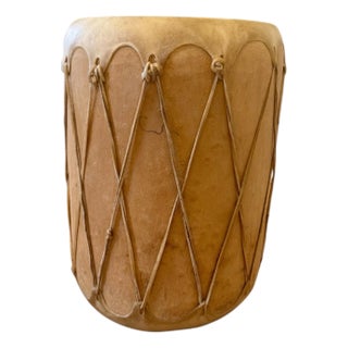 Navajo Leather Drum Side Table For Sale