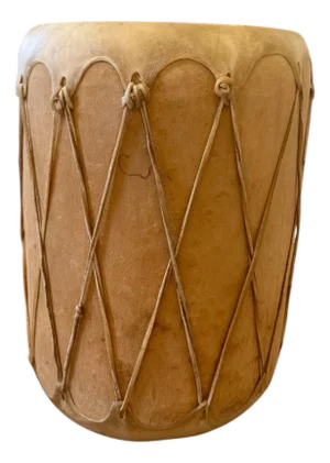 Navajo Leather Drum Side Table