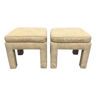 Pair Parsons Style Pillow Top Stools For Sale