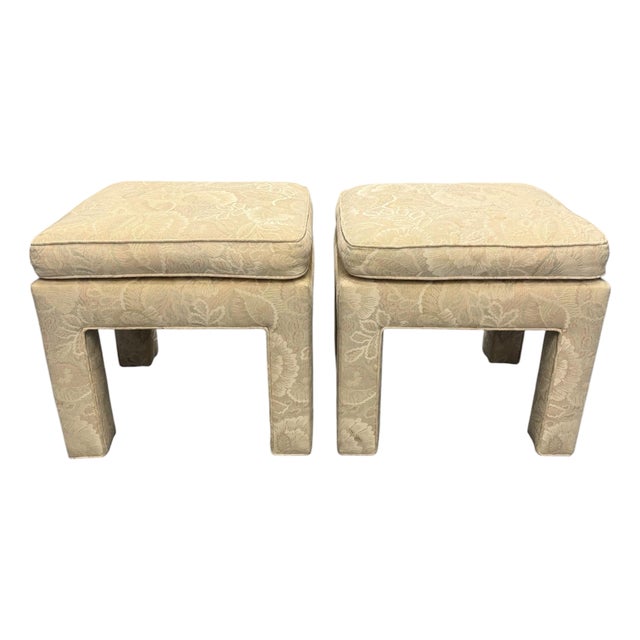 Pair Parsons Style Pillow Top Stools For Sale