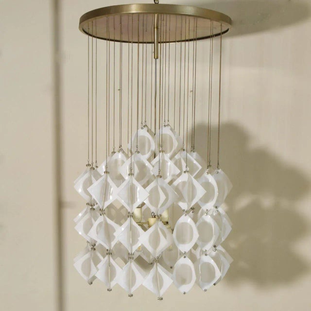 AVMazzega Italian Aluminum and Opaline Glass Ceiling Lamp from Mazzega, 1969 For Sale - Image 4 of 12