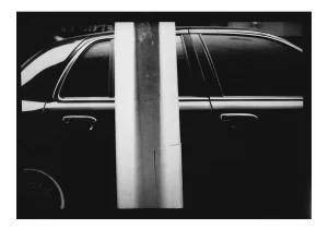 Untitled #13, Car and Pole From New York, Black and White, Street Photography, 2017