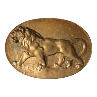 Antique Metal Plaque of a Lion, Home or Garden, Architectural For Sale