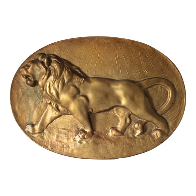 Antique Metal Plaque of a Lion, Home or Garden, Architectural For Sale