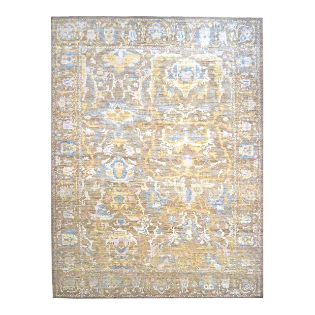 Persian Sultanabad Masters Collection 12x15 Taupe, Blue & Ivory Handmade Area Rug #1141349 For Sale