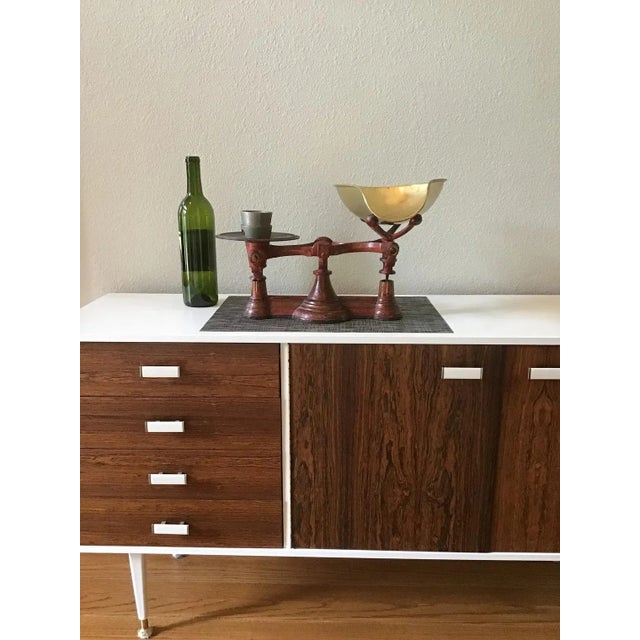 Vintage Red Balance Scale with Tray For Sale - Image 9 of 10